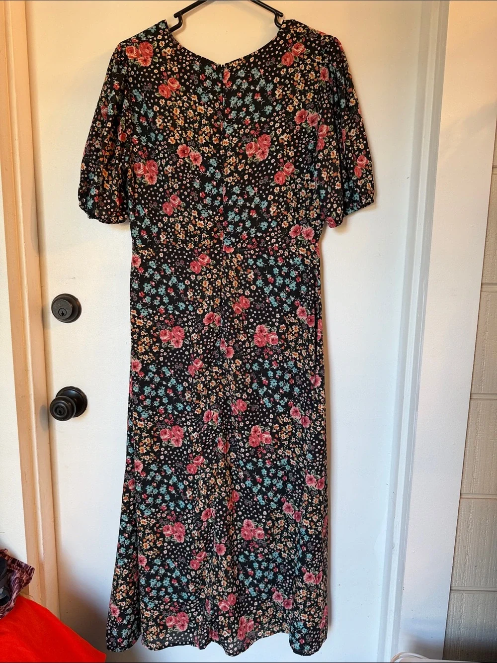 Anthropologie If By Sea Floral Short Puff Sleeve Midi Dress cottagecore medium